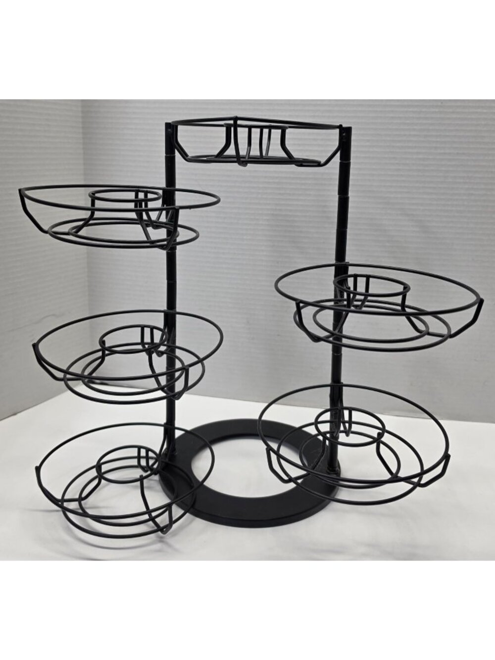 Vintage Black Metal 6 Tier Swing Out Egg Holder Countertop Storage Rack